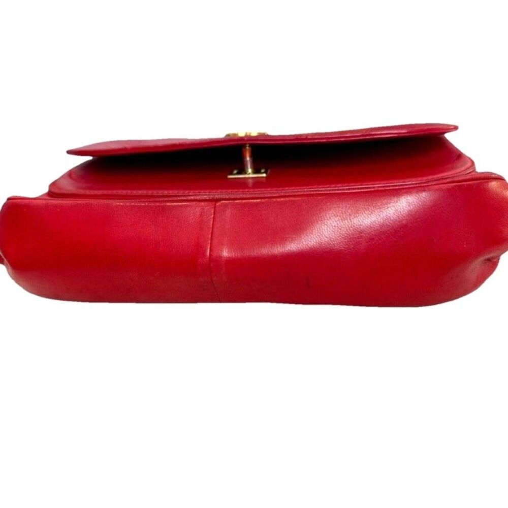 Vintage Chanel 1986 Red Lambskin Round Flap Bag 24K Gold Hardware Classic GHW - Picture 10 of 16